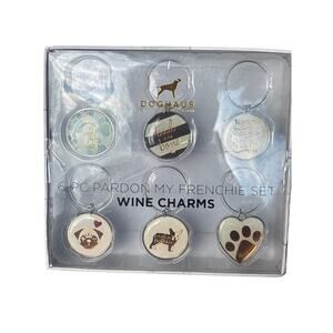 Doghause Pardon My Frenchie Wine or Cocktail Charms Dog Theme Barware NEW